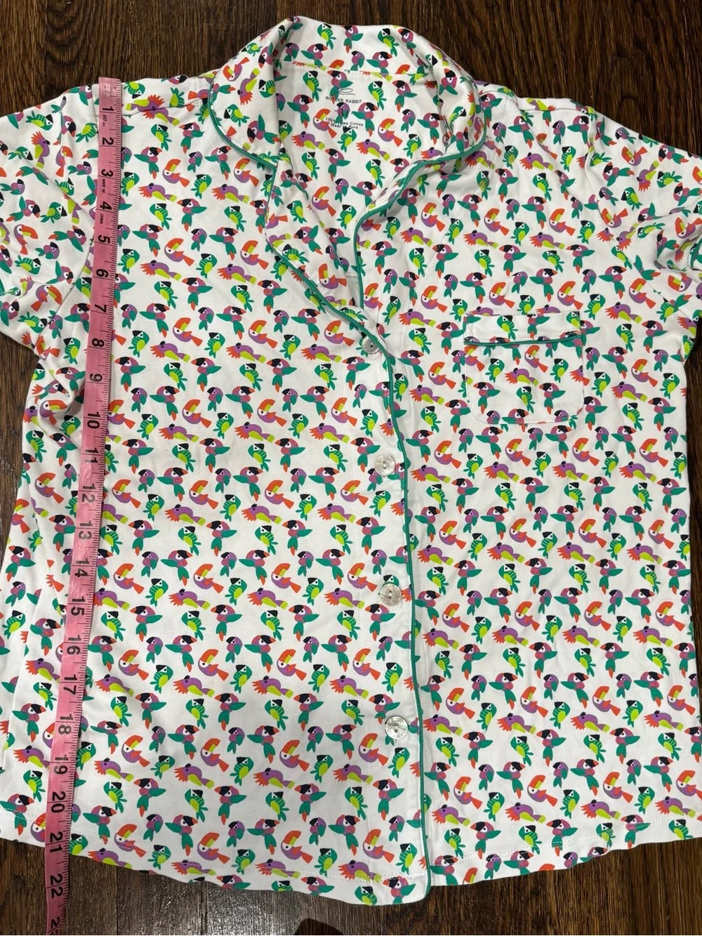 Roller Rabbit 2 Piece 100% Cotton Button-Up Pajama Top Size Medium